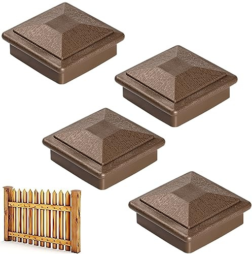 Post Caps, Wood Fence Post Bracket 4X4 (actual 3.5 x 3.5) Plastic Waterproof Post Topper Cover for Wooden Poles of Decks or Corridors