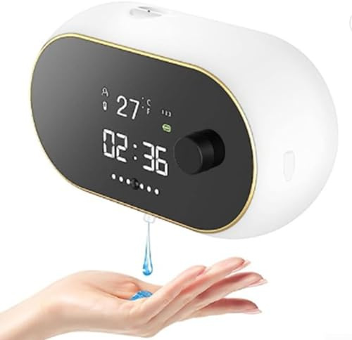 DAZZLEEX Automatisk tvålpump, 450 ml automatisk flytande skum tvål beröringsfri dispenser väggmontering tidstemperatur för badrum och kök (gelvit)