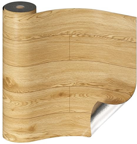 Oxdigi PVC Bodenbelag Selbstklebende 6m², Holzoptik Vinylboden Bodenfliesen, Verdickende Bodenaufkleber für Eingangstür, Wohnzimmer, Küche, DIY Zuschneidbar Vinyl-Fußböden 60x1000 cm