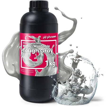 Phrozen Water-Washable Tough 3D Drucker Resin | Wasser Waschbar mit 2x Zähigkeit | 405nm Photopolymer UV-Harz für LCD Printer | hohere Haltbarkeit, Nicht Spröde - Grau (1kg)