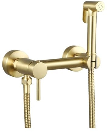Robinet de Bidet en laiton, robinet de toilette doré, pulvérisateur de Bidet de toilette à main, douche hygiénique, mélangeur chaud et froid, pomme de douche (Color : A5090GN)
