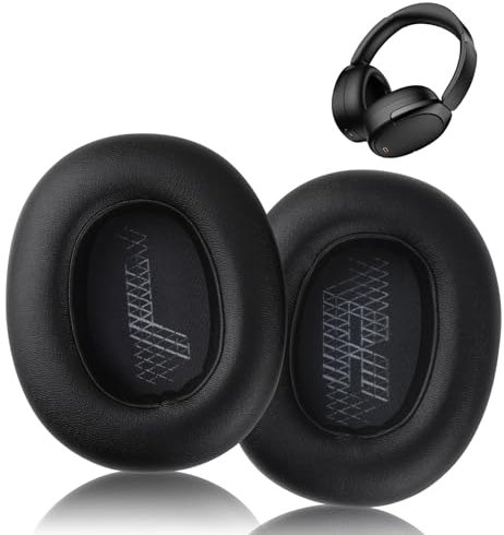 Almohadillas de Repuesto, Almohadillas para Auriculares Compatible con JBL E65 (E65BTNC)/Live 650 (650NC 650BTNC)/Live 660 (660NC 660BTNC)/Duet NC, Espuma de Alta Densidad y Cuero Proteico (Negro)