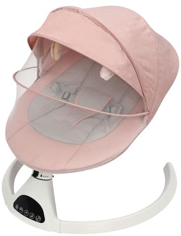 Babywippe Elektrisch Baby Schaukelwippe, mit Bluetooth, Fernbedienung, für 0-12 Monate, Schaukelstuhl (Rosa)