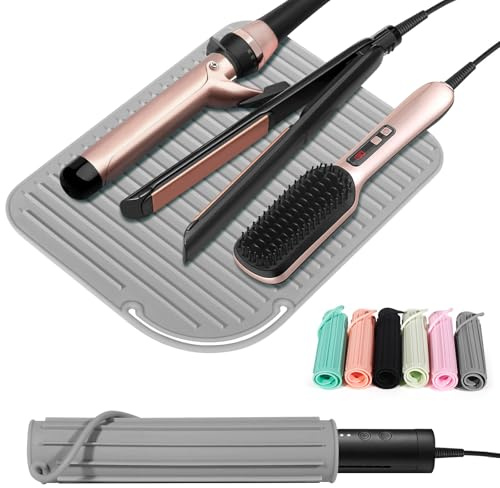 Quccefods Alfombrilla de silicona resistente al calor para rizadores, alisadores de cabello, herramientas de peinado y planchas planas
