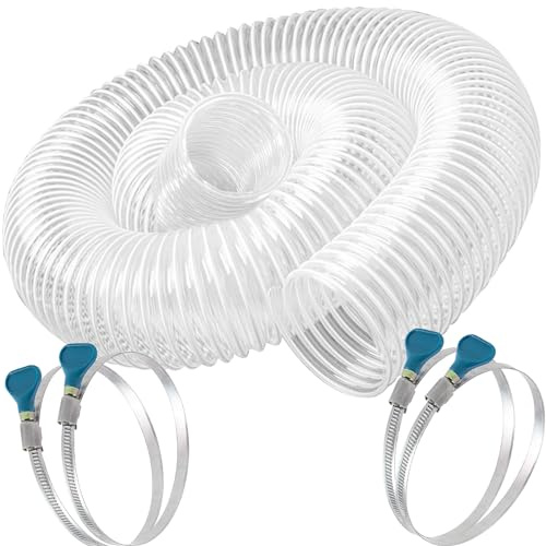 Heavy PVC Dust Collection Hose 4 x 10', Flexible Clear PVC Fume Collection Hose, Puncture-Resistant, Reinforced With Coated Wire Helix