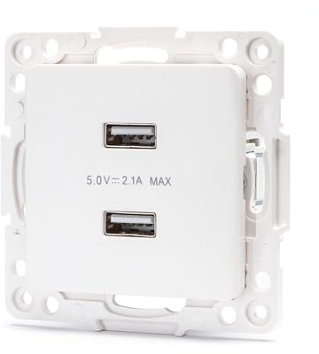 Adattatore elegante per 2 prese USB tipo tedesco/francese. Ideale per la casa e l'ufficio, in colore bianco, offrendo funzionalità e un design moderno. Connettiti con stile.