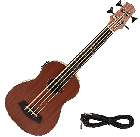 Ukulele Basso Elettrico, 30 pollici Ubass in palissandro per principianti professionisti con pickup, batteria CR2032 x 2 (non inclusa)