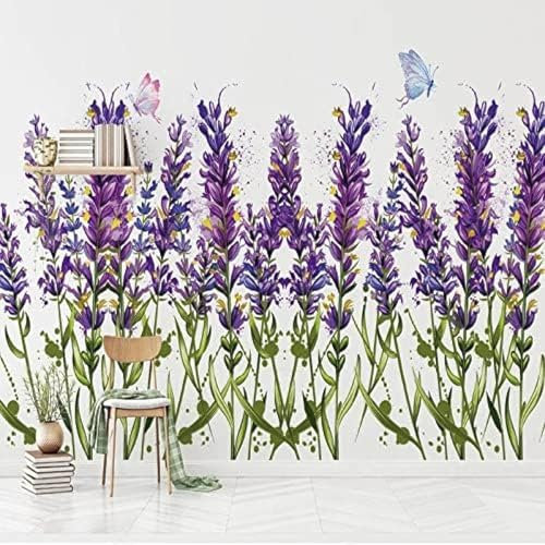 XLMING Peint À La Main Lavande Mauve Papier Peint 3D Intissé Salon Canapé Chambre À Coucher Salle Manger Intérieure Murale-150cm×105cm