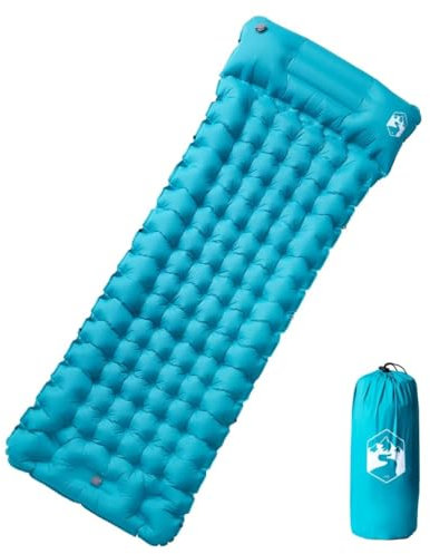 Lauuoeriau Outdoor-Freizeit, Camping & Wandern, Isomatten, selbstaufblasende Campingmatratze mit Kissen, 1 Person, Blau