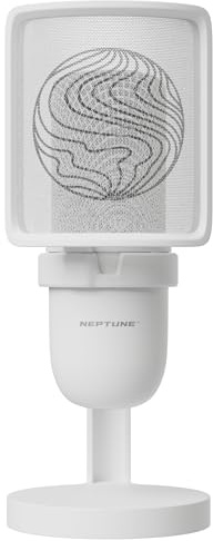 Neptune Sonus Gaming Microphone | Streaming Mic With Pop Filter for Vocal Clarity | Desktop Mic for Streaming, Gaming, Recording, & Podcast | PC Microphone With Type-C to USB Cable (White)