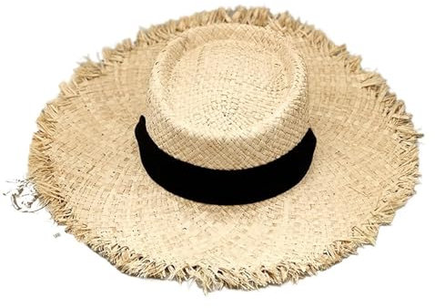 GCYEIDMA Strandhut aus Stroh Übergroßer Damenhut mit großer Krempe, 20 cm Bast-Sonnenhut, breiter Krempe, Strandhut, weiche Strohkappe for Damen(2)