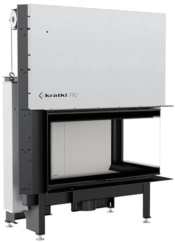 Bricosol Chimenea de leña de acero NADIA derecha 14 kW Ø 200 puerta elevable