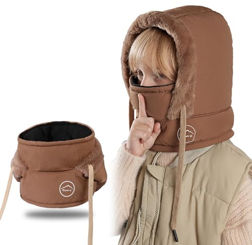 TAGVO Cagoule d'hiver Thermique pour Enfants 4-10 Ans, Multifonctionnel Masque de Ski Cycliste en Laine Polaire Ajustable et Coupe-Vent, Casquette Bonnet Chapeau avec Cache-Cou pour garçons et Filles