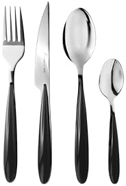 zanetti, Set Posate Acciaio Inox 24 Pezzi Modello Elegance, Colore Grigio, Manico ABS, Nickel Free, Set Posate da Tavola 6 Forchette, 6 Coltelli, 6 Cucchiai, 6 Cucchiaini