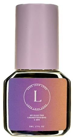 LUXE LASH LOOK (1 Sek.) UV Wimpernkleber UV Lash Glue for Eyelash Extensions Wimpernverlängerung Kleber Lichthärtung Wimpernkleber schnell trocknend wasserdicht 5ml (UV glue)