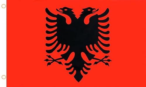 Bandiera dell'Albania, 90 x 150 cm, bandiera nazionale con occhielli, resistente alle intemperie e ai raggi UV