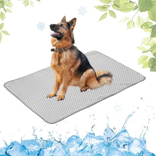 LEZUAN Kühlmatte Hunde, Waschbar Kühldecke Katzen, Sommer Selbstkühlende Hundematte, Ungiftig Kühlkissen für Haustiere, Selbst Kühlende Hund Kältematte(Grau,70x100cm)