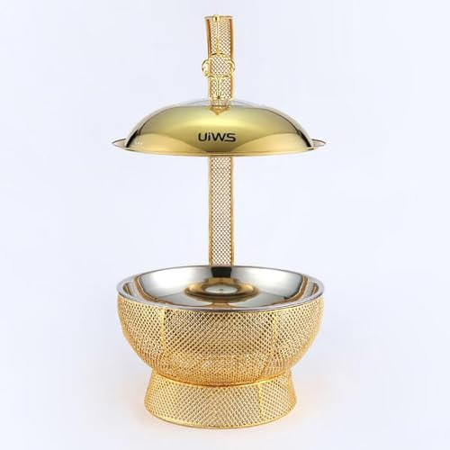 DZZTHSH Round Chafing Dish Buffet SetGold Luxury Chafing Dishes with Lid & Fuel HoldersUnique hollowed DesignStainless Steel Food Warmers for Parties Buffets Banquets