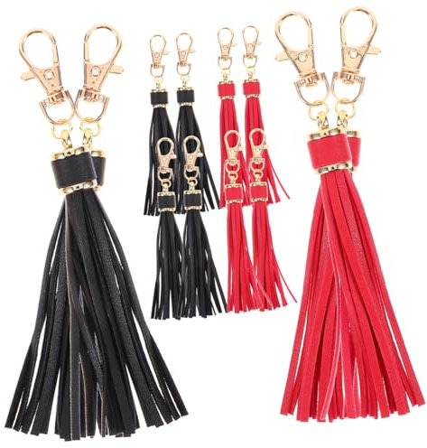 Angoily 10stücke Künstliche Lederquaste Schlüsselanhänger Anhänger Dekorative Charme Für Tasche Handtasche Rucksack Geldbörse Auto Schlüssel