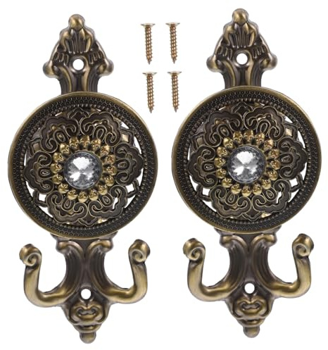 MUELODSIC 2piezas Ganchos Decorativos De Aleación para Cortinas Resistentes y Brillantes con Diseño De Cabeza De Diamante Colgar Visillos y Estores Hogar y Terraza