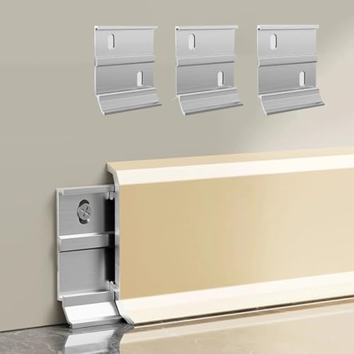 Lot de 4 plinthes imperméables en aluminium de 125 cm avec boucle en métal pour salle de bain et cuisine, design sableux durable, protection murale élégante
