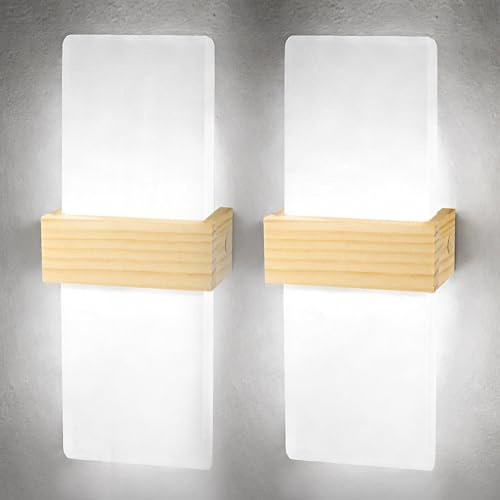 2 Piezas 12W LED Aplique Pared Interior 6500K Blanca Frio Acrílico 28cm | Lámpara de Pared, Aplique de Pared para Pasillo Iluminación Interior Arriba y Abajo para dormitorio, pasillo, sala de estar