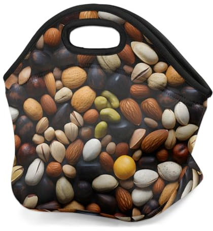 Mexpekil Bolsa de almuerzo de neopreno para mujeres, hombres, adultos, niños, alimentos de nueces, lonchera portátil para picnic, trabajo, camping