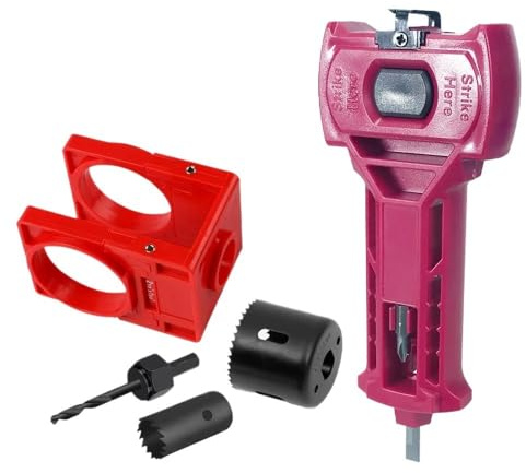 Drilling and Cutting Machine Tool Kit with Latch Mortise Fixture, Hinge Hole Cutter, and Wood/Metal Door Drilling Guide for DIY and Professional Use