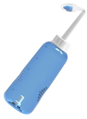 KONTONTY Flacon de Rinçage Nasal en Plastique de 500 Ml Contrôle du Débit D'eau, Bouteille de Sérum Physiologique pour Lavage Nasal Adulte et Garçon et Filles