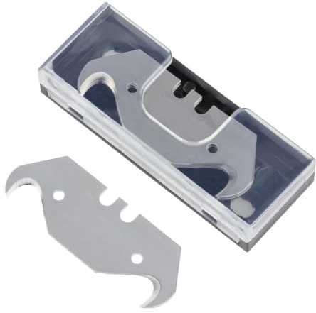 wolfcraft Profi-Hakenklingen I 4189000 I 5 Ersatzklingen 0,65 x 51 mm | Hochwertige Ersatzklingen für Universalmesser, ideal für präzises Schneiden und Aufgaben 4189000