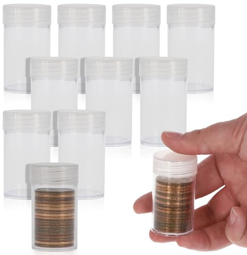 BCW Small Dollar Coin Tubes - 10 Count | Holds Sacagawea, Presidential & Susan B. Anthony Coins | Secure Plastic Coin Holders for Collectors & Storage | Durable Coin Collecting Supplies