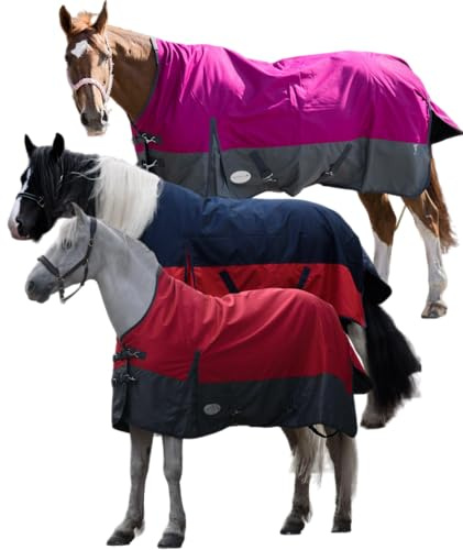 Pferdedecke 1200D High Neck Weidedecke Winterdecke Regendecke Turnout : 50g Red/Black 165