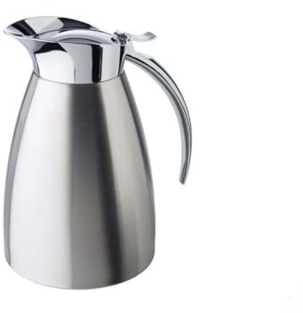 APS Isolierkanne „Advanced“, Kaffeekanne für alle gängigen Kaffeeautomaten, Ø 13,0 cm, H: 19,5 cm, doppelwandiger Edelstahl, für heiße und kalte Getränke, spülmaschinengeeignet, 8 Tassen/1,0 Liter