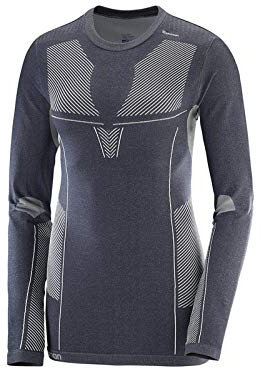 Salomon Primo Warm Ls Cn Tee W Skibekleidung, Damen, Primo Warm Ls Cn Tee W Snow X-Large Graphite, Graphit, 'XL