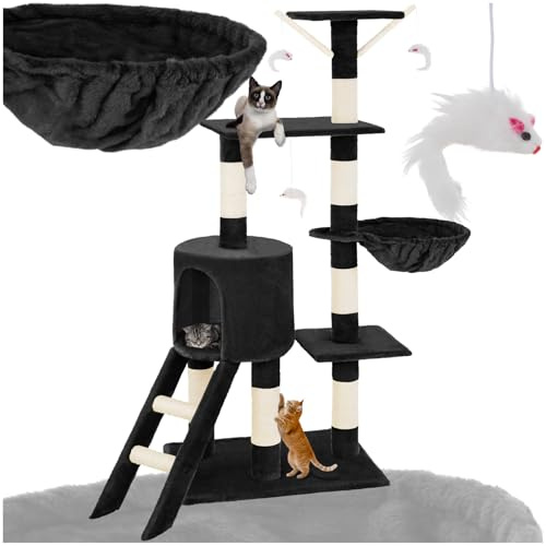 TecTake Kratzbaum für Katzen, mittelhoch mit Sisalstäben