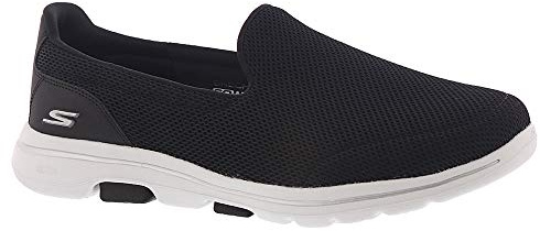Skechers Women's GO Walk 5 Slip On Trainers, Black Textile White Trim, 7 UK
