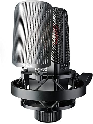 TAKSTAR XLR Condenser Microphone with 34mm Large Diaphragm, Professional Studio Mic with Three Polar Patterns&Gain Adjustment, for Vocal Recording Podcasting Streaming Voice Overs YouTube Tiktok TAK55