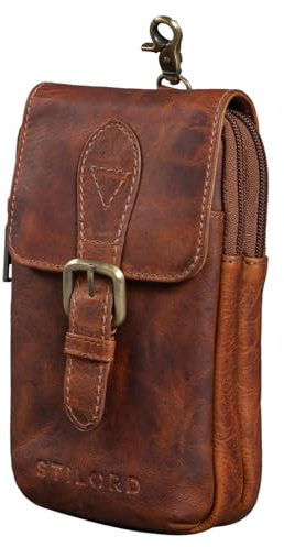 STILORD Harper Sac de Ceinture Portable Vintage Sac Banane Porte Téléphone Petit Pochette en Cuir pour Homme Femme pour Sport Voyages Courrir Cuir Véritable Couleur:Prestige - Marron