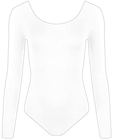 The Fancy Dress® GIRLS CHILDREN BALLET DANCE LEOTARD BODYSUIT GYMNASTICS LONG SLEEVED DANCEWEAR FANCY DRESS UK AGE 5-13 YEARS (White, 7-8 Years)