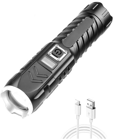 BESTSUN Torcia LED XHP90, torcia portatile ricaricabile da 10000 lumen XHP90 potente torcia con 4 modalità torcia impermeabile regolabile per escursionismo, campeggio, pesca