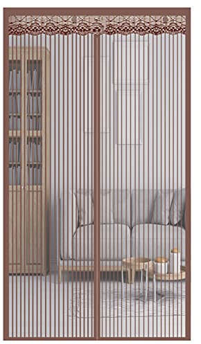GOUER Moustiquaire MagnéTique Porte 75x215cm Anti Insecte Mouche Moustique Moustiquaire Fenetre Enroulable Installation Facile, pour Porte d'Entrée Intérieur/Porte Cave/Couloirs, Brown A