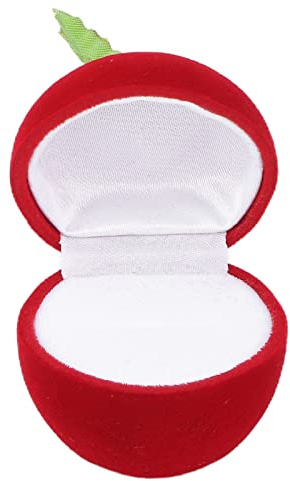 Boîte de rangement pour bagues de mariage en forme de pomme rouge, idéale pour anniversaire et Saint-Valentin