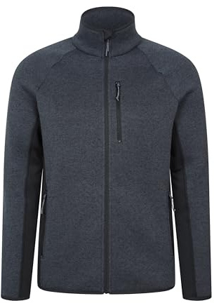 Mountain Warehouse Polaire zippé Treston pour Homme - avec pans Extensibles - Anti-Boulochage - Idéal pour Le Camping, l'extérieur, Les Voyages et la randonnée Noir L