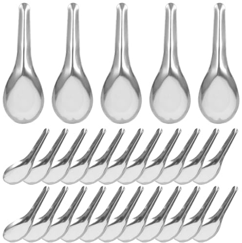 DOITOOL Stainless Steel Soup Spoon 5.12In Thick Food Serving Spoon Polished Finish for Home Restaurant Office Dining Tableware