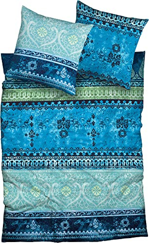 Casatex Bettwäsche Indi Biber blau-türkis Größe 1x 135x200 cm + 1x 80x80 cm