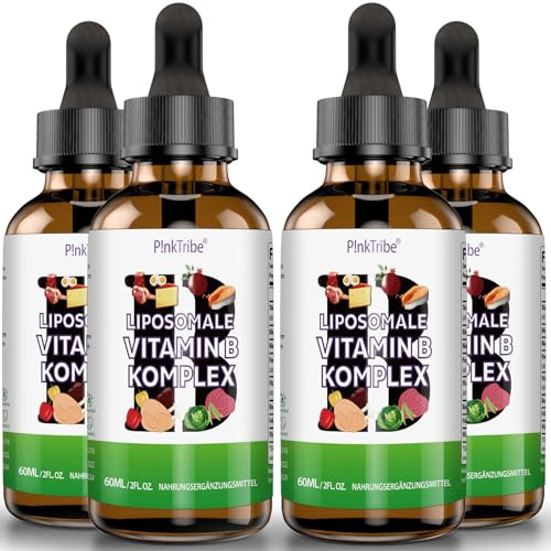 Vitamina B Complex Liposomal - Complejo de Vitaminas B en Forma Líquida de Alta Dosis con las 8 Vitaminas B, Sin Aditivos, 60 ml (Paquete de 4)
