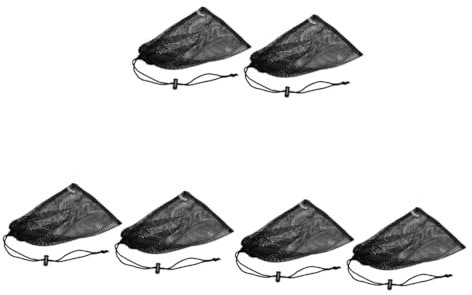 Amosfun 6stücke Strapazierfähige Mesh-Taschen Mit Kordelzug Für Sportbälle Vielseitiger Aufbewahrungssack Für Tennis Tischtennis Und Spielzeug Schwarz