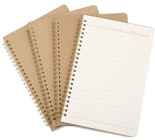 JIANTA A5 klassiska linjerade Spiralanteckningsböcker, 4 delar, 100 sidor/50 blad spiral linjerad, anteckningsbok för skola, skrivande, pojkar, flickor