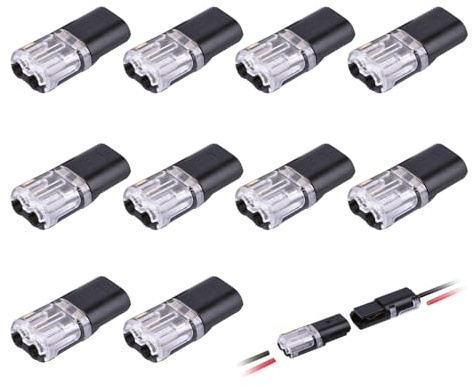 20 Set Kabel Steckverbinder Stecker, Auto Stecker Steckverbindung Verbindungsklemme 2 Polig, 18-22 AWG Kabelverbinder Wasserdicht Steckverbinder Kabelstecker für LKW/Motorrad/KFZ (10 Set)