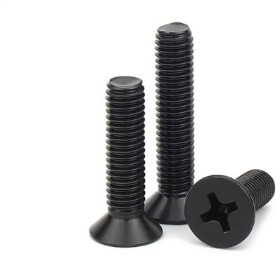 10stk M6×45mm Edelstahl schwarz 304 Kreuz Flachkopfschrauben, Phillips Senkkopfschrauben